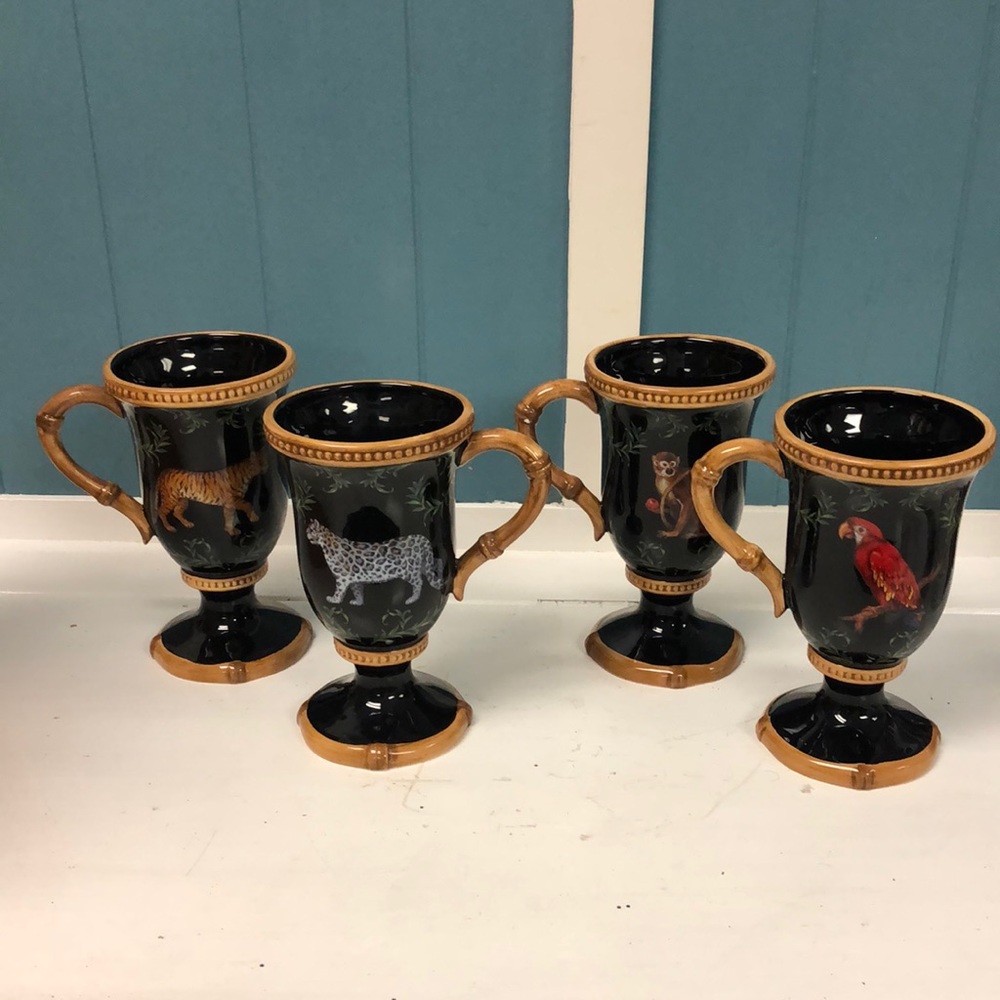 Certified International Ceramic Black/Brown‎ Mugs Exotic Jungle Animals Mark RW